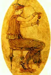 Pittura della casa della Farnesina a Roma, con fanciulla che versa profumo in un'ampolla. I sec. dc.