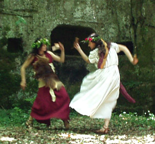reconstruction of ancient etruscan - roman dances with castanets (crotala)